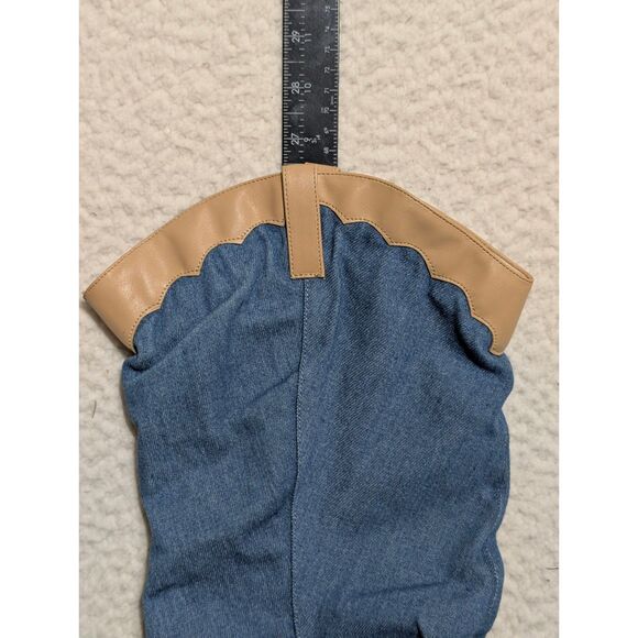 Fashion Nova Women's 5.5 Thigh High Blue Jean Boots Faux Leather Over The Knee - Picture 5 of 8